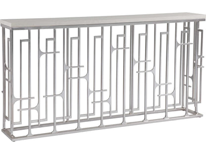 Home Mar Monte Grate Rectangular Marble Console Table with Warm Silver Leaf