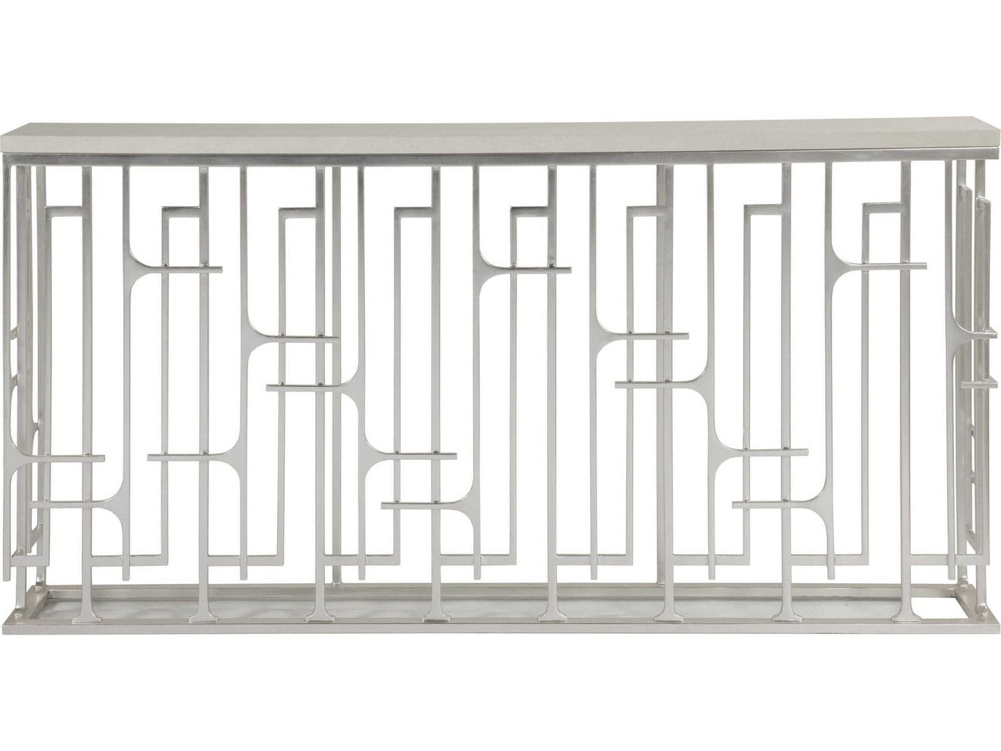 Home Mar Monte Grate Rectangular Marble Console Table with Warm Silver Leaf
