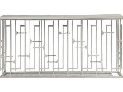 Home Mar Monte Grate Rectangular Marble Console Table with Warm Silver Leaf