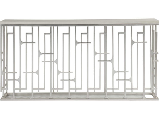 Home Mar Monte Grate Rectangular Marble Console Table with Warm Silver Leaf