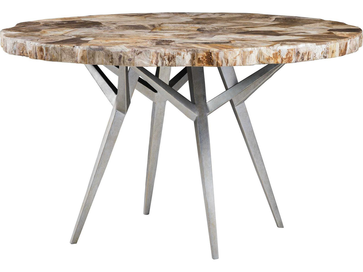 Home Mar Monte Caldera 50-Inch Round Dining Table in Fossilized Shell and Iron