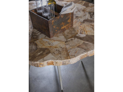 Home Mar Monte Caldera 50-Inch Round Dining Table in Fossilized Shell and Iron