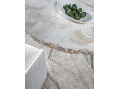 Home Mar Monte 50-Inch Round Dining Table Fossilized Shell Top Silver Base