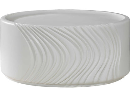 Home Volante Round Resin Drum Coffee Table in Ivory