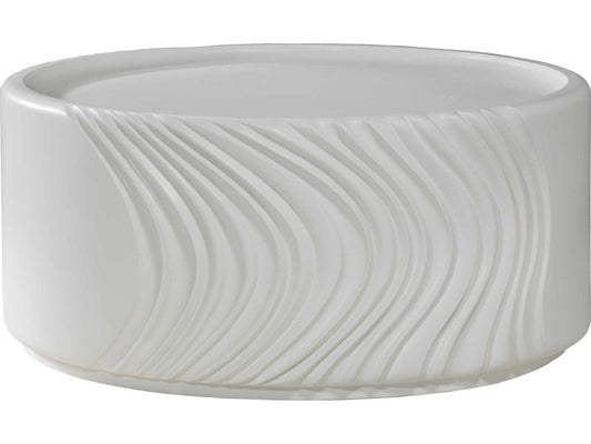 Home Volante Round Resin Drum Coffee Table in Ivory