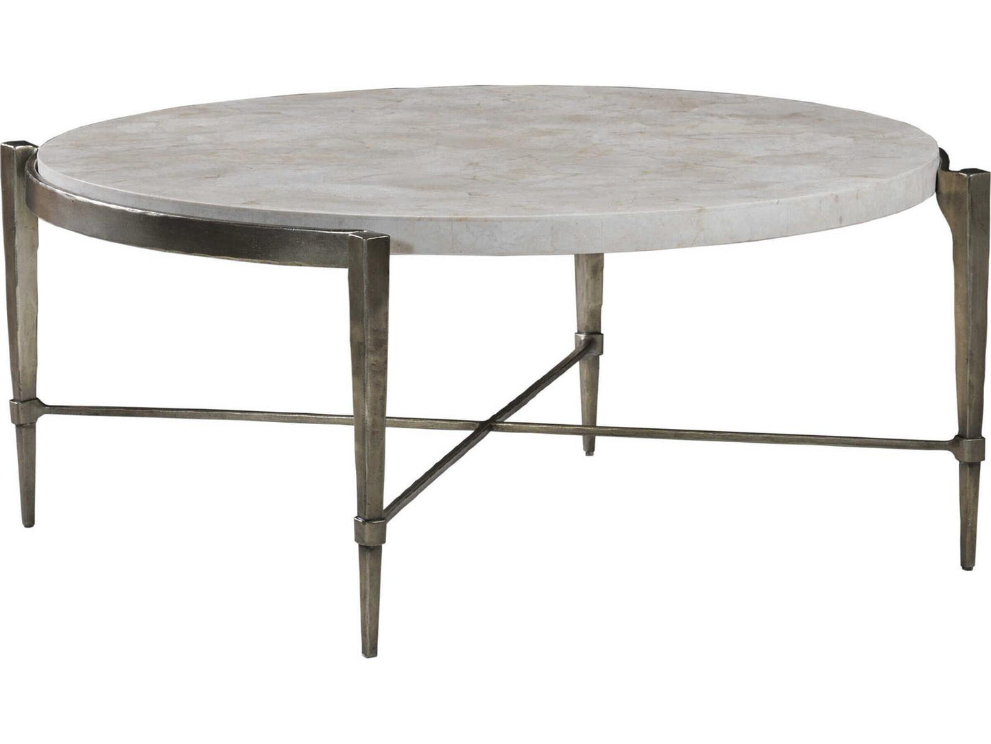 Home Percival Round Coffee Table in Bronze Leaf with White Agate Top