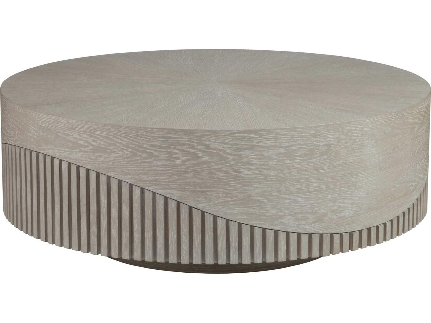 Home Daybreak Round Cocktail Table in Light Taupe with Ivory Ceruse