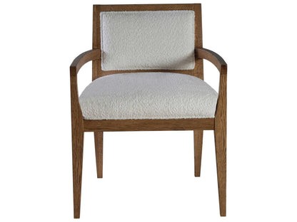 Home Barnaby Upholstered Dining Armchair in White Oak Finish
