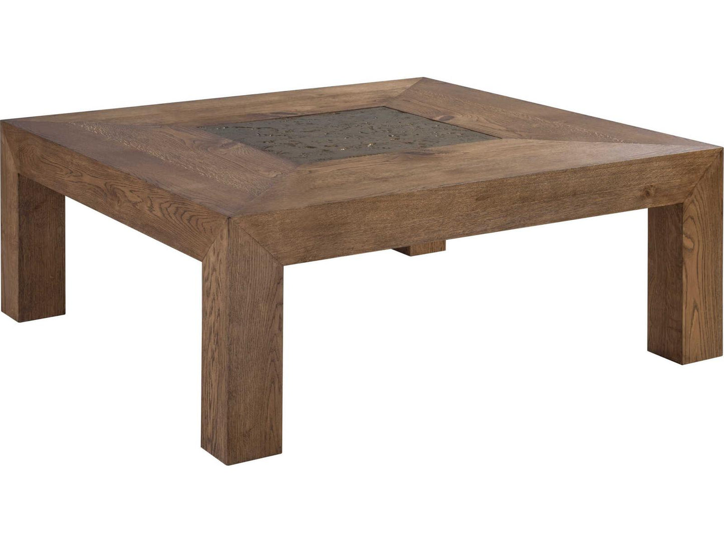 Home Barnaby Square Coffee Table in Iridescent Oak and Champagne Bronze