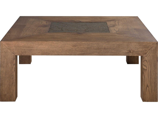Home Barnaby Square Coffee Table in Iridescent Oak and Champagne Bronze