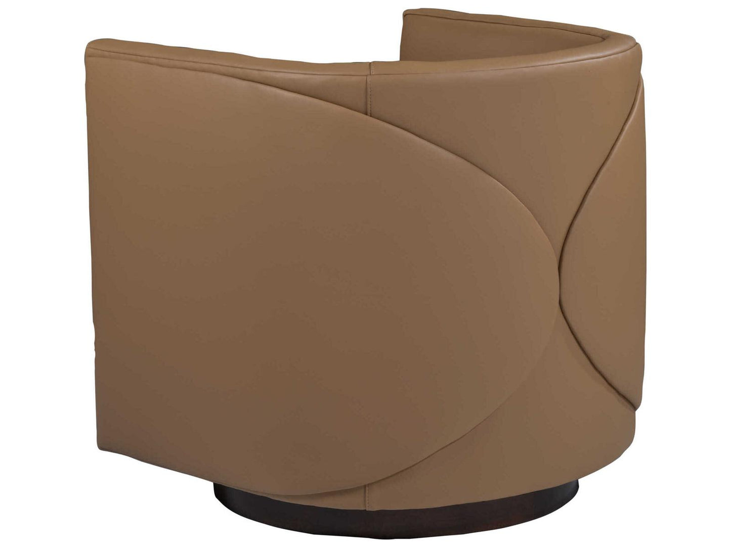 Home Ingrid Leather Swivel Accent Chair with Wood Base in Brown