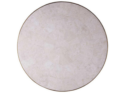 Home Crystal Stone Round Coffee Table in Gold Foil and White