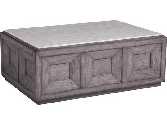 Dictum Rectangular Stone Silver White Gray Cocktail Table
