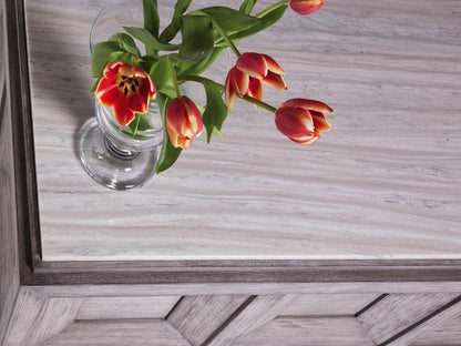 Dictum Rectangular Stone Silver White Gray Cocktail Table