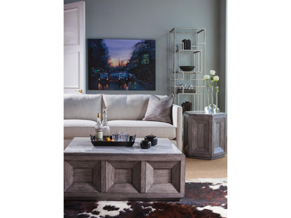 Dictum Rectangular Stone Silver White Gray Cocktail Table