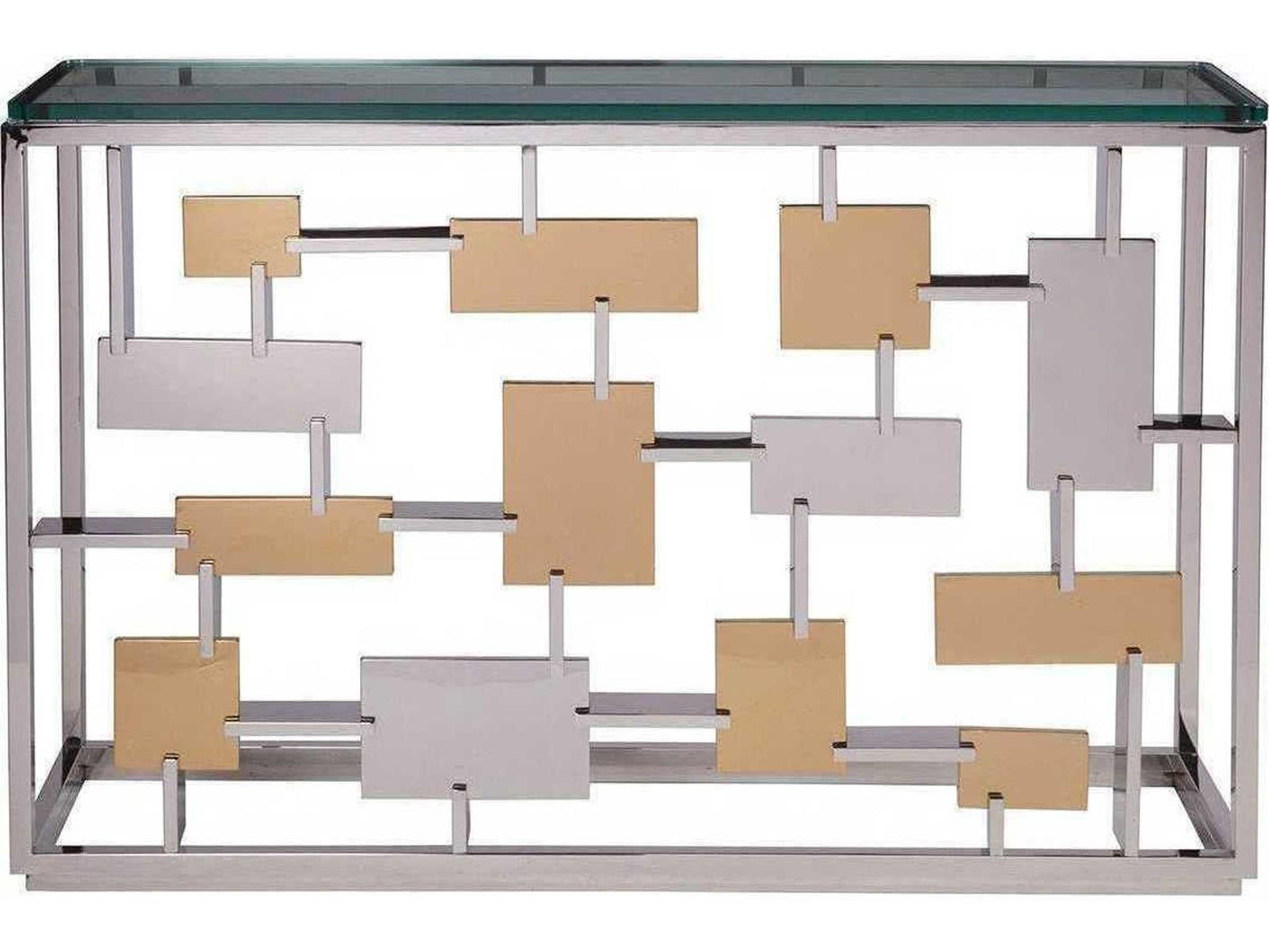 Cityscape Rectangular Glass Warm Polished Console Table