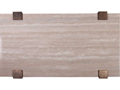 Home Impresario Rectangular Coffee Table Silver Travertine Top Warm Silver Leaf