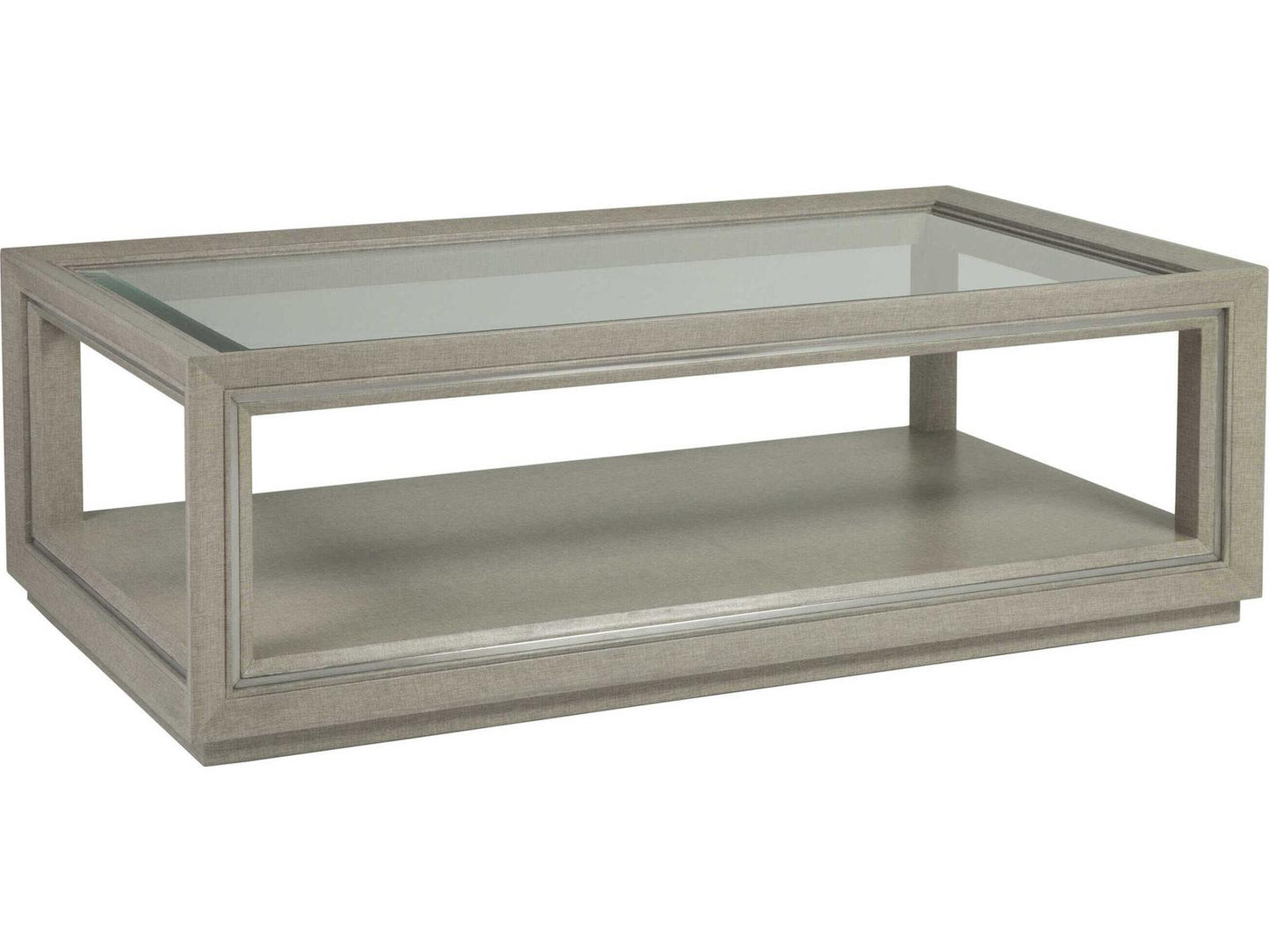Home Zeitgeist Rectangle Coffee Table in Linen White with Glass Top