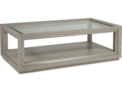 Home Zeitgeist Rectangle Coffee Table in Linen White with Glass Top