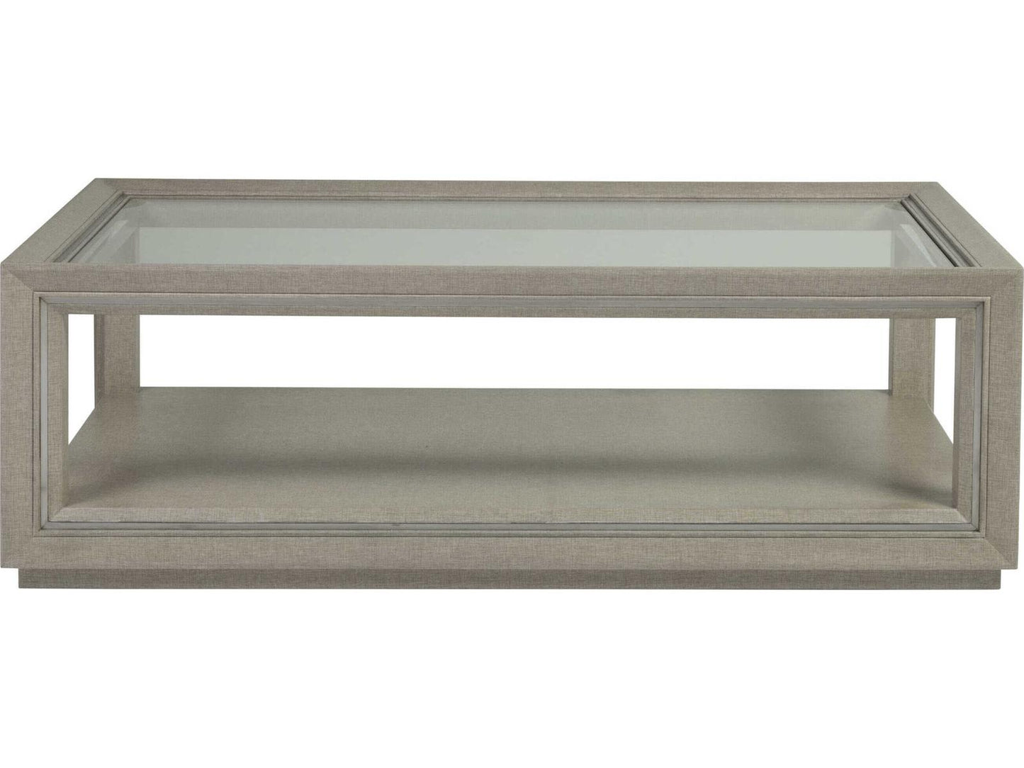 Home Zeitgeist Rectangle Coffee Table in Linen White with Glass Top