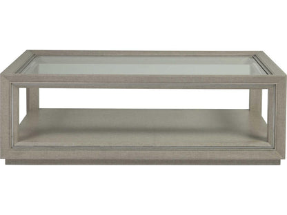 Home Zeitgeist Rectangle Coffee Table in Linen White with Glass Top