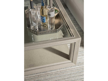 Home Zeitgeist Rectangle Coffee Table in Linen White with Glass Top