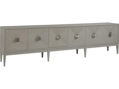 Home Logan Convertible Long Media Console Buffet in Antiqued White