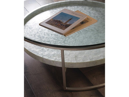 Home Cumulus Capiz Large Round Coffee Table Champagne Foil