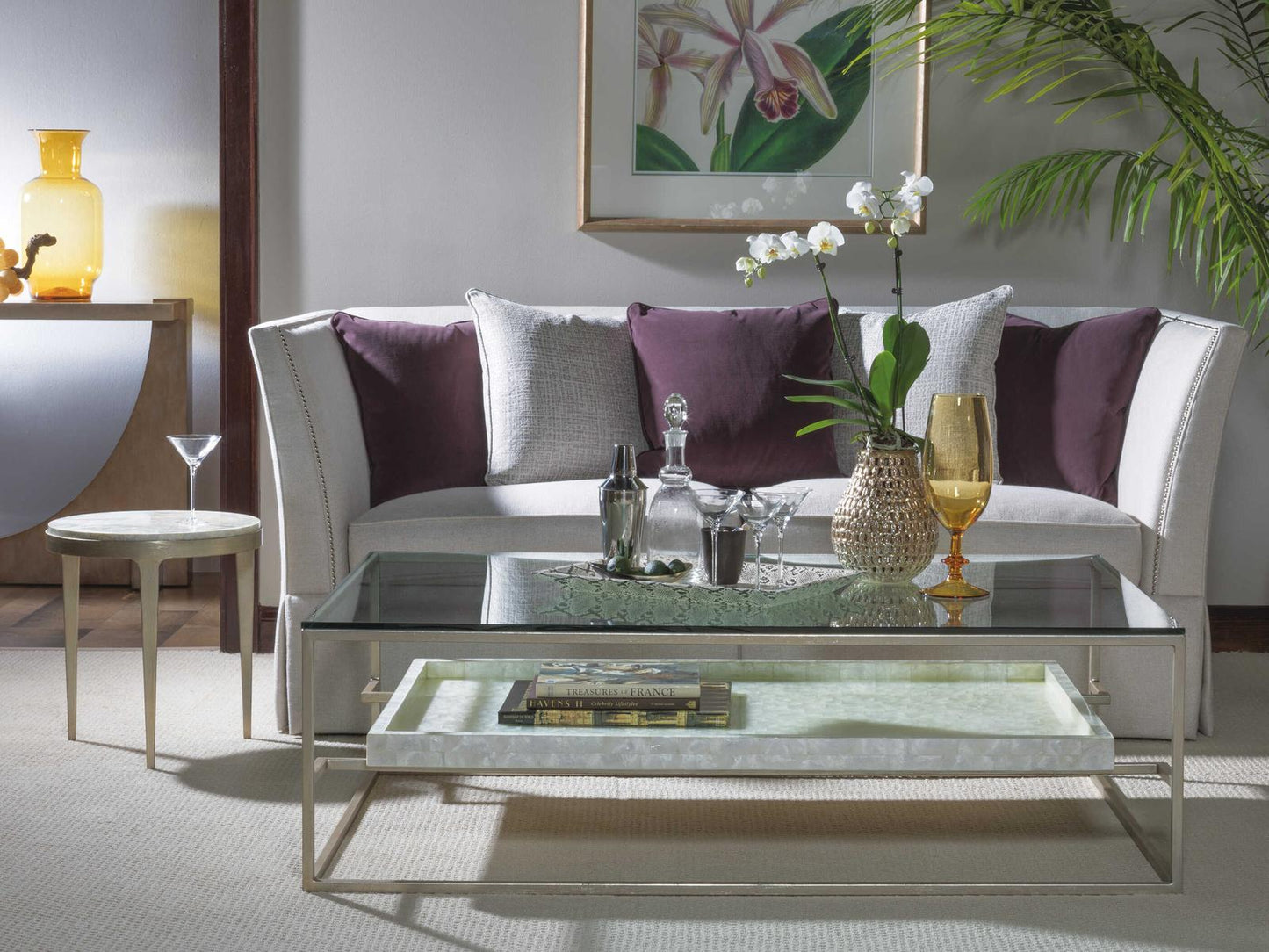 Home Cumulus Capiz Large Rectangular Coffee Table in Champagne