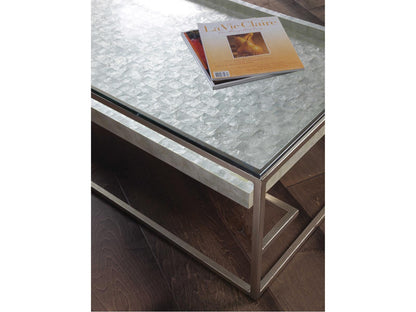 Home Cumulus Capiz Large Rectangular Coffee Table in Champagne