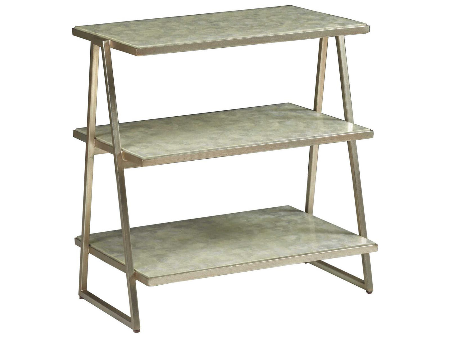 Home Cumulus Capiz Triangular 3-Tier Side Table in Champagne Foil