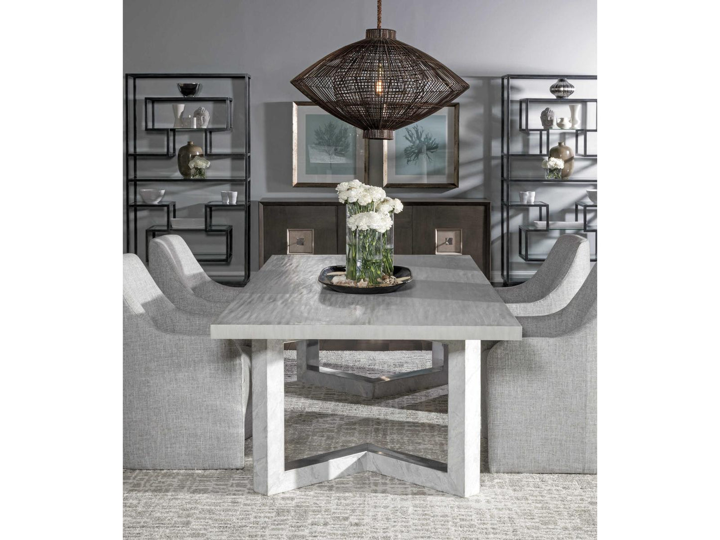 Home Heller Gray Rectangular Dining Table with Mahogany Top
