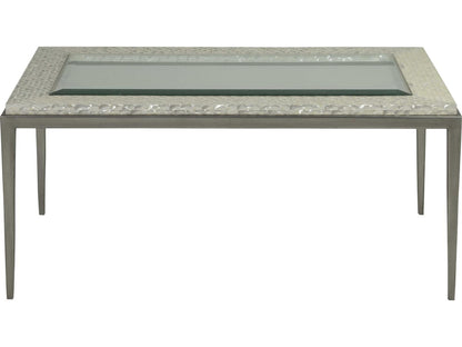 Home Brilliante Small Rectangle Cocktail Table in Silver Iron and Shell