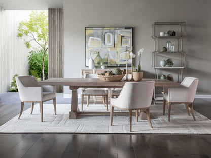 Home Simpatico Rectangular Extension Dining Table in Wire Brushed White Oak