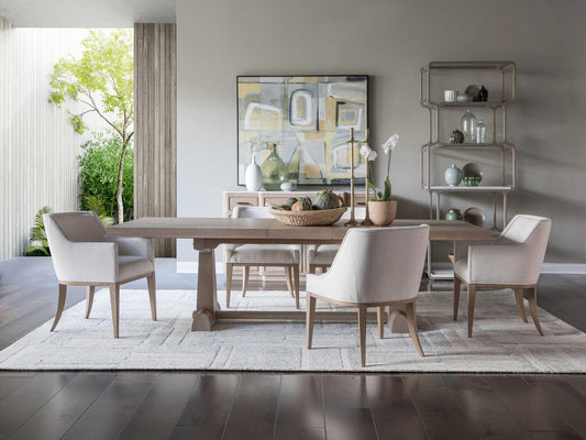 Home Simpatico Rectangular Extension Dining Table in Wire Brushed White Oak