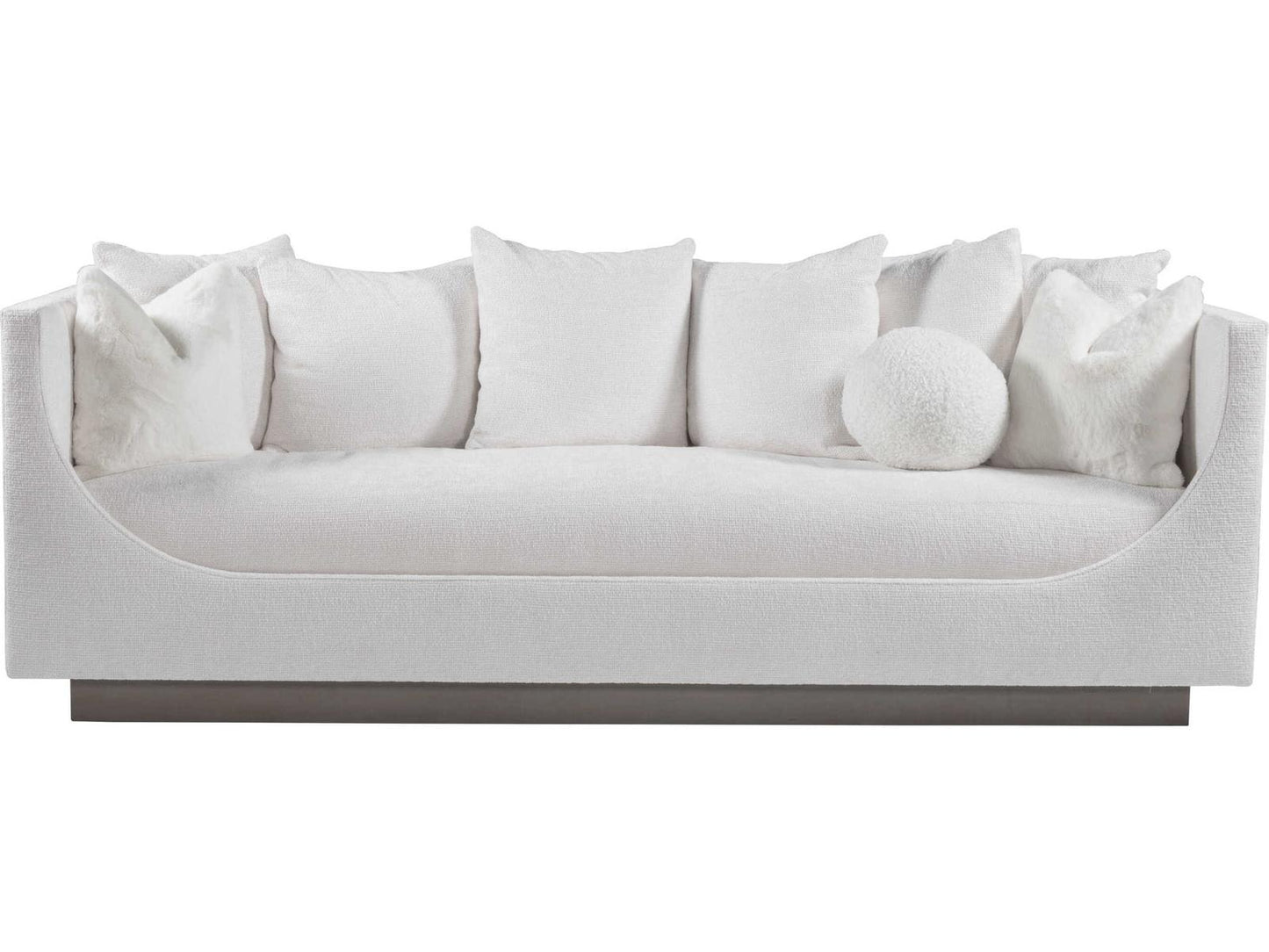 Home Claudette 3-Seat Bench Seat Sofa in White Upholstered Fabric