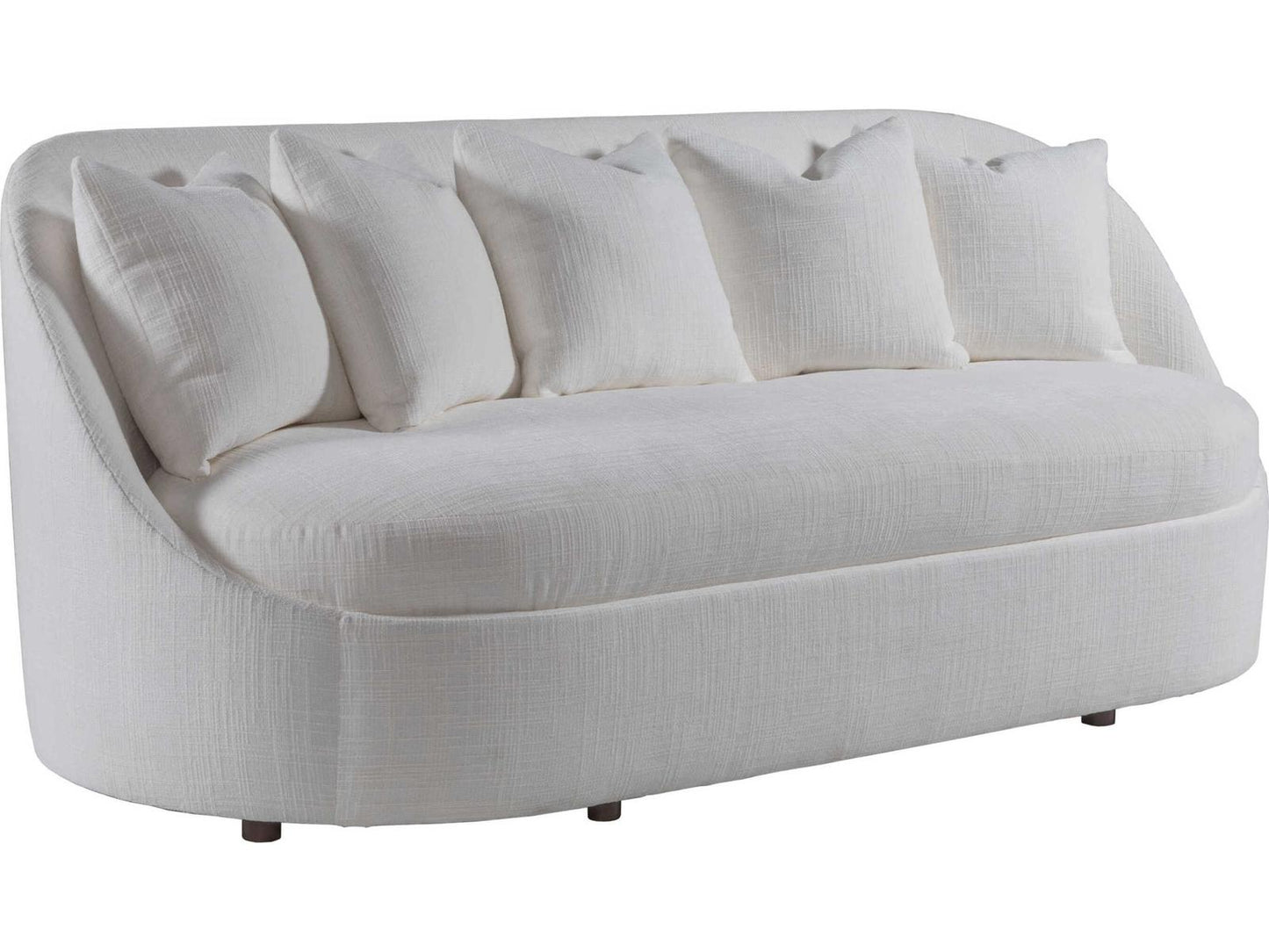 Genevieve 3-Seat Bench Seat Sofa in Ivory with Throw Pillows