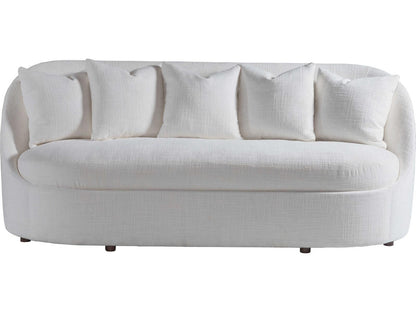 Genevieve 3-Seat Bench Seat Sofa in Ivory with Throw Pillows