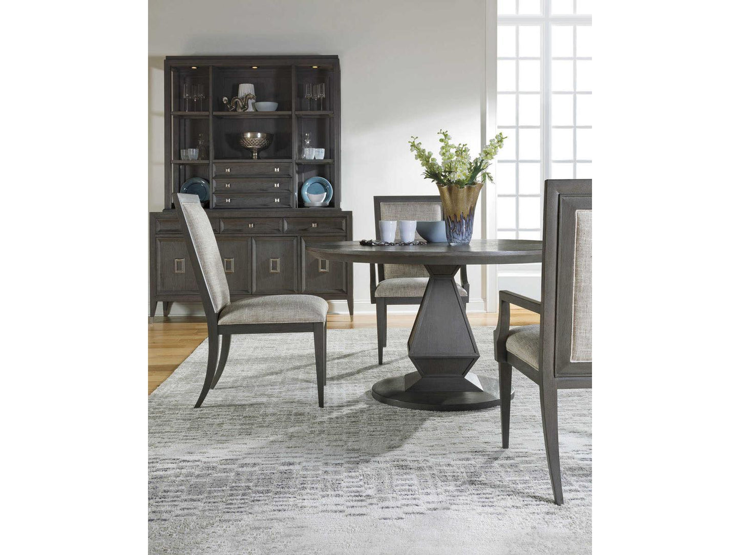 Appellation 66-Inch Gray Wood Buffet with Brushed Nickel Accents