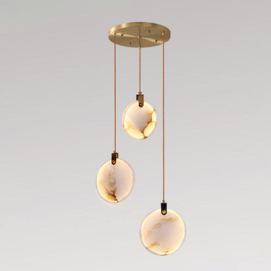 Alabaster Disc Long Staircase Chandelier
