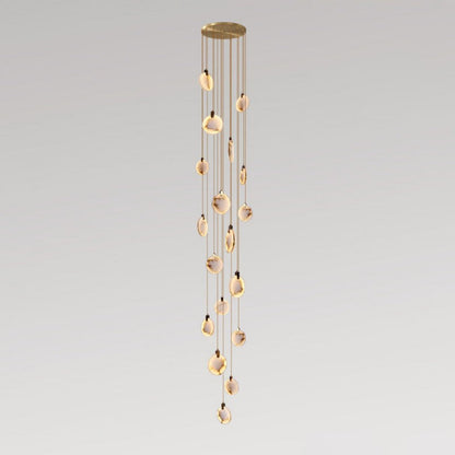 Alabaster Disc Long Staircase Chandelier