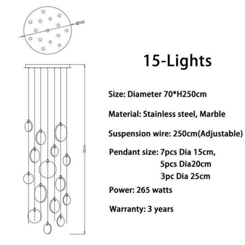 Alabaster Disc Long Staircase Chandelier