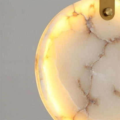 Alabaster Disc Long Staircase Chandelier