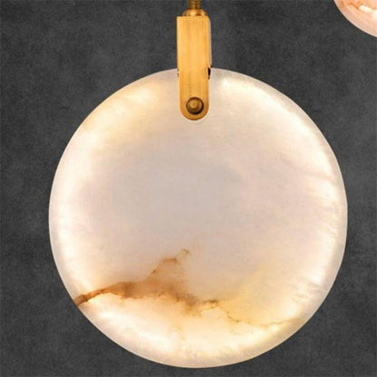 Alabaster Disc Long Staircase Chandelier