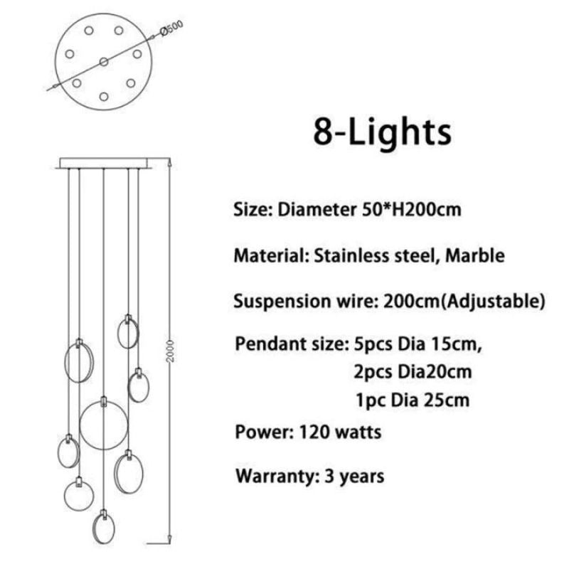 Alabaster Disc Long Staircase Chandelier