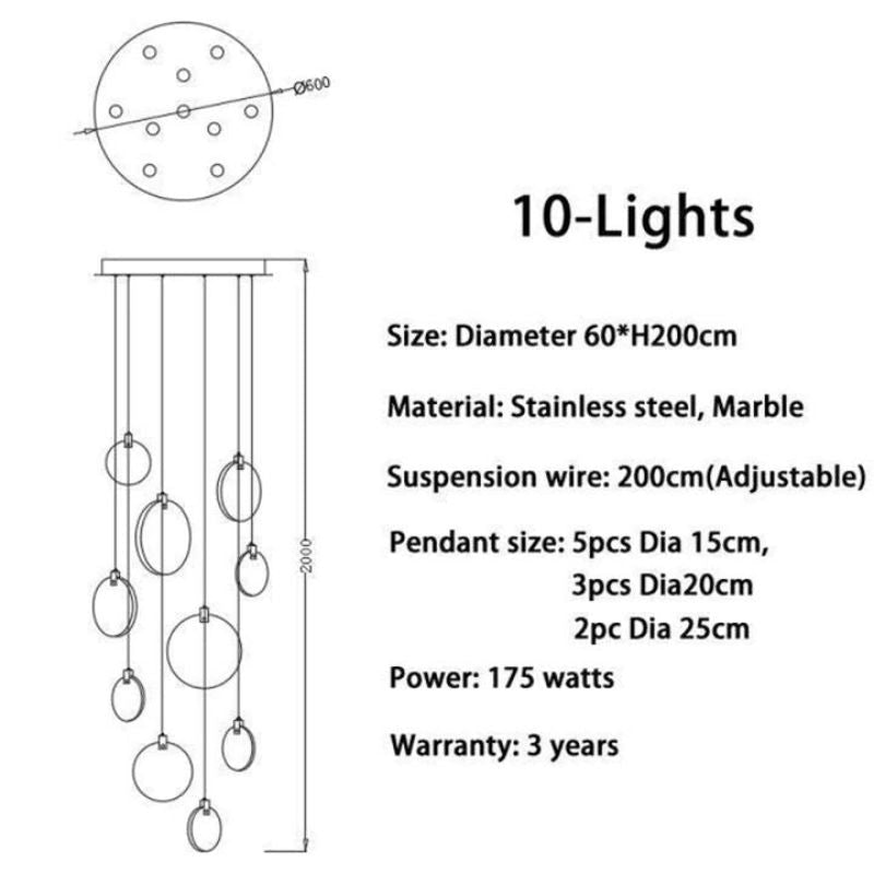 Alabaster Disc Long Staircase Chandelier