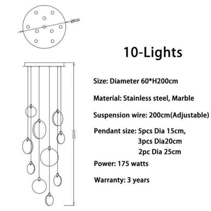 Alabaster Disc Long Staircase Chandelier