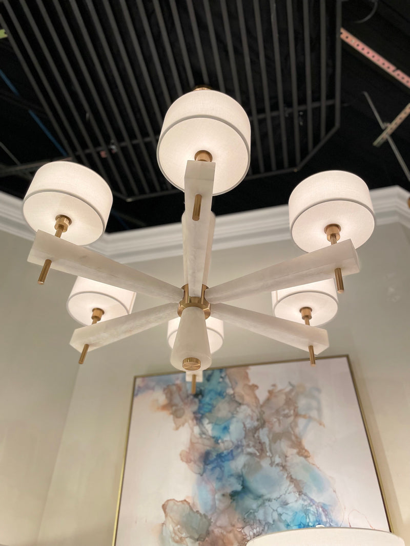 Alabaster Six-Light Round Chandelier