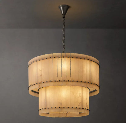 Aurelix Alabaster Round 2-Tiered Chandelier