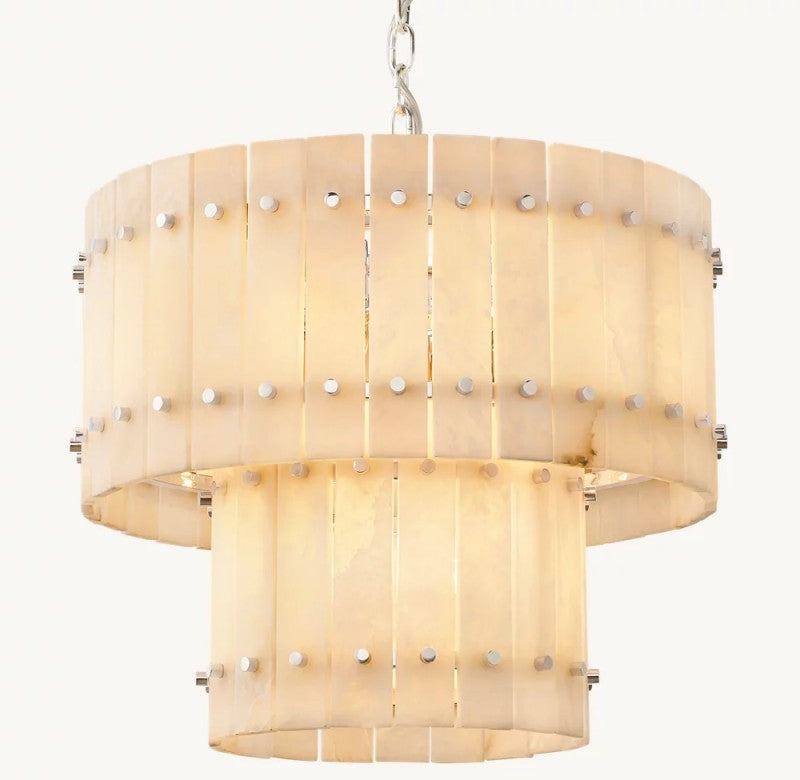 Aurelix Alabaster Round 2-Tiered Chandelier